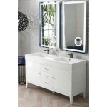 Linear 59" Double Vanity, Glossy White w/ Glossy White Composite Top