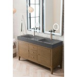 Linear 59" Double Vanity Whitewashed Walnut w/ Dusk Grey Glossy Composite Top