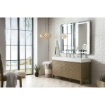 Linear 59" Double Vanity Whitewashed Walnut w/ Glossy White Composite Top