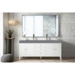 Linear 72" Double Vanity, Glossy White w/ Dusk Grey Glossy Composite Top