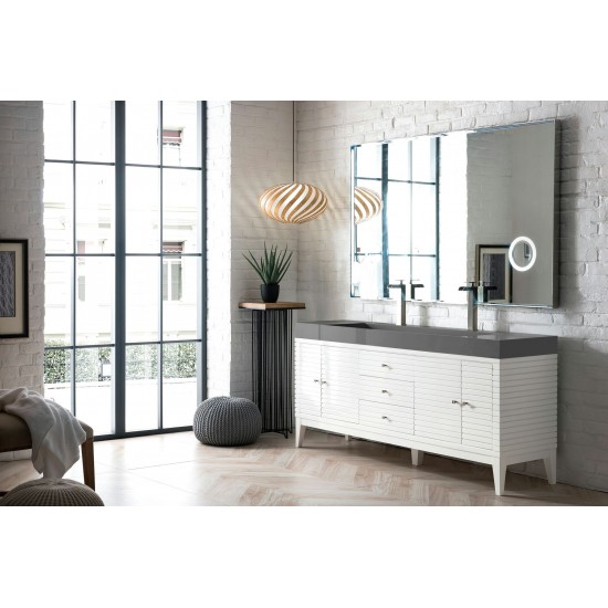 Linear 72" Double Vanity, Glossy White w/ Dusk Grey Glossy Composite Top