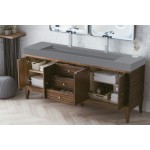 Linear 72" Double Vanity, Mid Century Walnut w/ Dusk Grey Glossy Composite Top