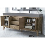 Linear 72" Double Vanity, Whitewashed Walnut w/ Dusk Grey Glossy Composite Top