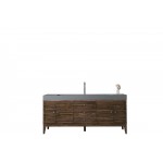 Linear 72" Single Vanity, Mid Century Walnut w/ Dusk Grey Glossy Composite Top