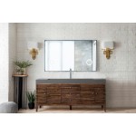 Linear 72" Single Vanity, Mid Century Walnut w/ Dusk Grey Glossy Composite Top