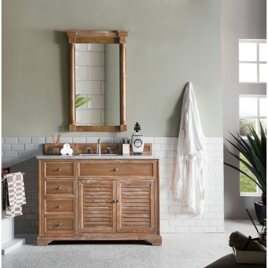 Savannah 48" Driftwood Single Vanity w/ 3 CM Carrara Marble Top