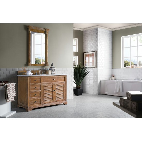 Savannah 48" Driftwood Single Vanity w/ 3 CM Carrara Marble Top