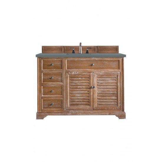 Savannah 48" Single Vanity Cabinet, Driftwood, w/ 3 CM Cala Blue Quartz Top