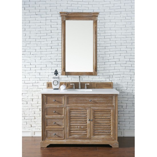 Savannah 48" Single Vanity Cabinet, Driftwood, w/ 3 CM Classic White Quartz Top