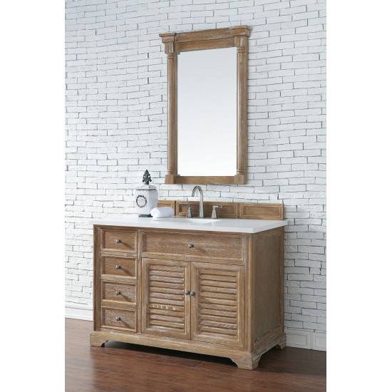Savannah 48" Single Vanity Cabinet, Driftwood, w/ 3 CM Classic White Quartz Top