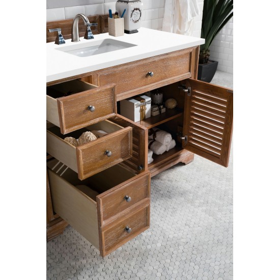Savannah 48" Single Vanity Cabinet, Driftwood, w/ 3 CM Classic White Quartz Top