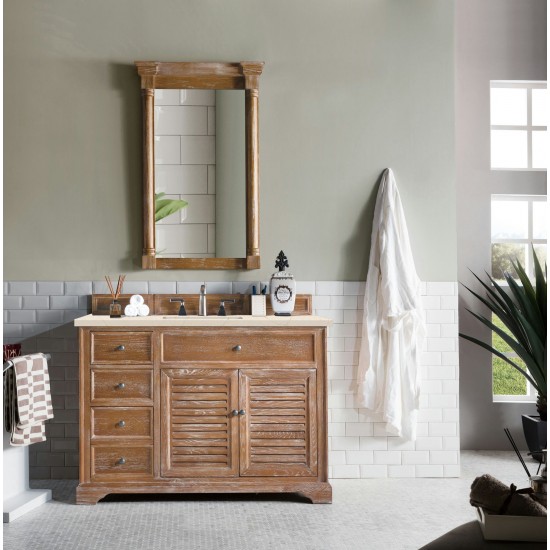 Savannah 48" Single Vanity Cabinet, Driftwood, w/ 3 CM Eternal Marfil Quartz Top