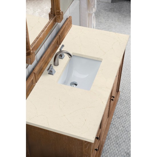 Savannah 48" Single Vanity Cabinet, Driftwood, w/ 3 CM Eternal Marfil Quartz Top