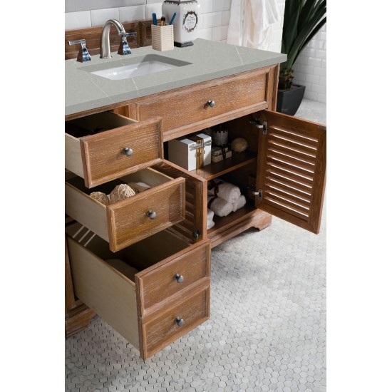 Savannah 48" Single Vanity Cabinet, Driftwood, w/ 3 CM Eternal Serena Quartz Top