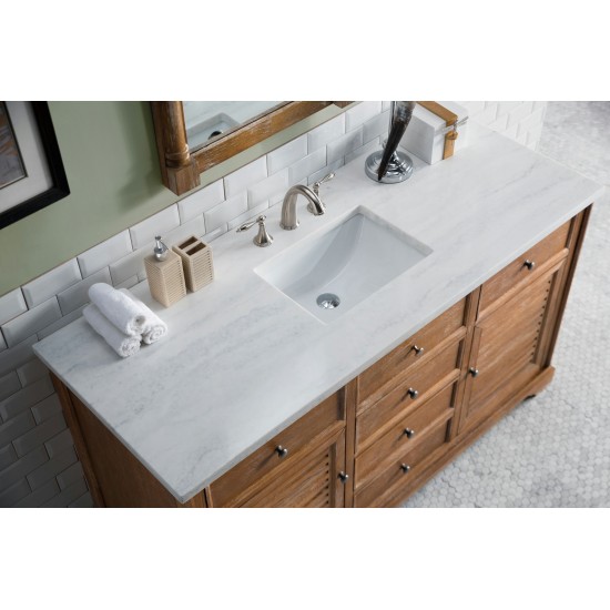 Savannah 60" Driftwood Single Vanity w/ 3 CM Arctic Fall Solid Surface Top