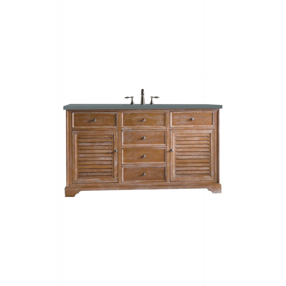 Savannah 60" Single Vanity Cabinet, Driftwood, w/ 3 CM Cala Blue Quartz Top