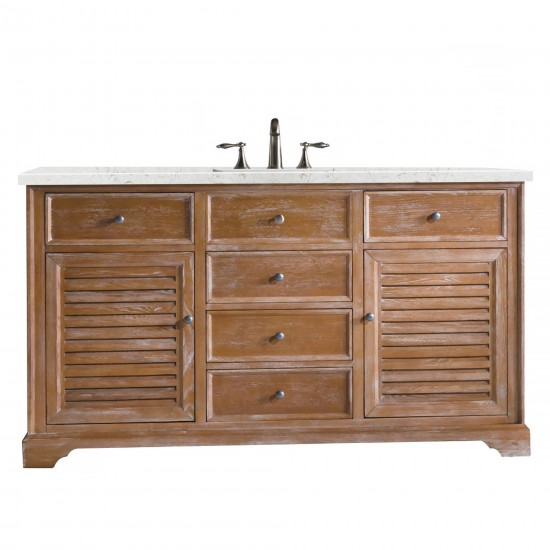 Savannah 60" Single Vanity, Driftwood, w/ 3 CM Eternal Jasmine Pearl Quartz Top