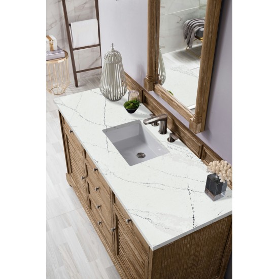 Savannah 60" Single Vanity, Driftwood, w/ 3 CM Ethereal Noctis Quartz Top