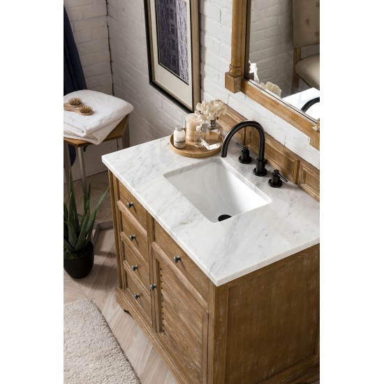 Savannah 36" Driftwood Single Vanity w/ 3 CM Carrara Marble Top