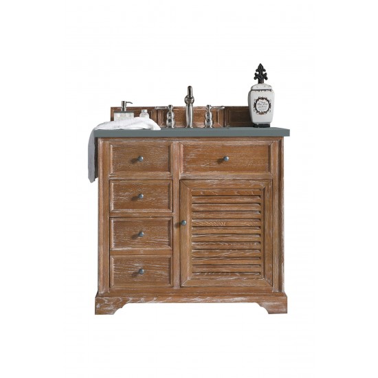 Savannah 36" Single Vanity Cabinet, Driftwood, w/ 3 CM Cala Blue Quartz Top