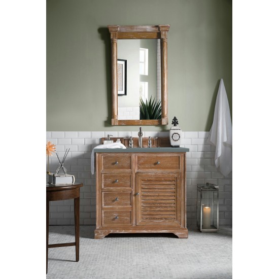 Savannah 36" Single Vanity Cabinet, Driftwood, w/ 3 CM Cala Blue Quartz Top