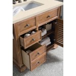 Savannah 36" Single Vanity Cabinet, Driftwood, w/ 3 CM Eternal Marfil Quartz Top