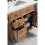 Savannah 36" Single Vanity, Driftwood, w/ 3 CM Ethereal Noctis Quartz Top