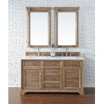 Savannah 60" Double Vanity Cabinet, Driftwood, w/ 3 CM Classic White Quartz Top