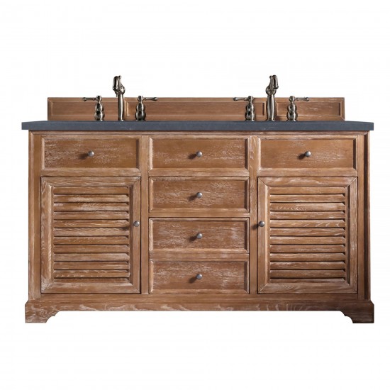 Savannah 60" Double Vanity, Driftwood, w/ 3 CM Charcoal Soapstone Quartz Top