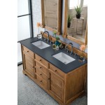 Savannah 60" Double Vanity, Driftwood, w/ 3 CM Charcoal Soapstone Quartz Top