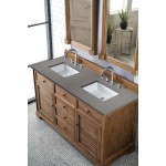 Savannah 60" Double Vanity Cabinet, Driftwood, w/ 3 CM Grey Expo Quartz Top