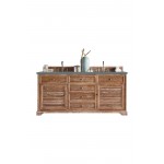 Savannah 72" Double Vanity Cabinet, Driftwood, w/ 3 CM Cala Blue Quartz Top