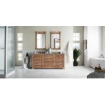 Savannah 72" Double Vanity Cabinet, Driftwood, w/ 3 CM Cala Blue Quartz Top