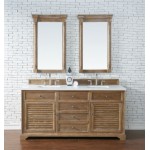 Savannah 72" Double Vanity Cabinet, Driftwood, w/ 3 CM Classic White Quartz Top