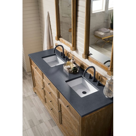 Savannah 72" Double Vanity, Driftwood, w/ 3 CM Charcoal Soapstone Quartz Top