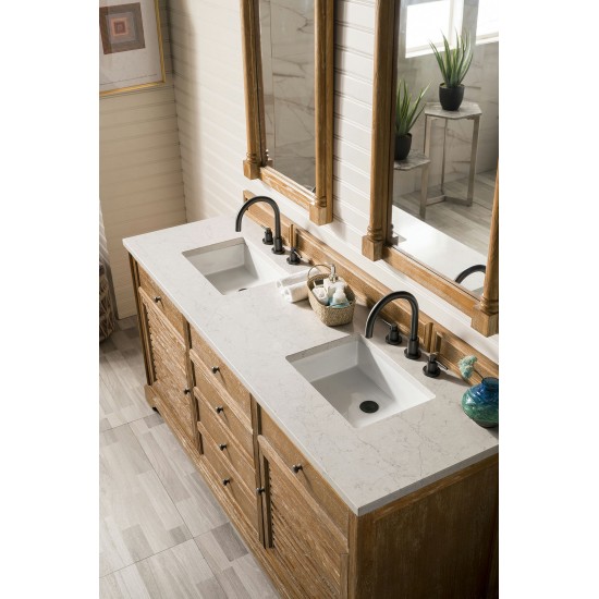 Savannah 72" Double Vanity, Driftwood, w/ 3 CM Eternal Jasmine Pearl Quartz Top