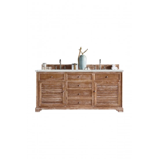 Savannah 72" Double Vanity, Driftwood, w/ 3 CM Ethereal Noctis Quartz Top