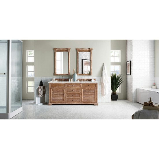 Savannah 72" Double Vanity, Driftwood, w/ 3 CM Ethereal Noctis Quartz Top