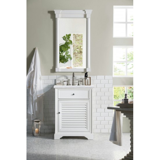 Savannah 26" Bright White Single Vanity w/ 3 CM Arctic Fall Solid Surface Top