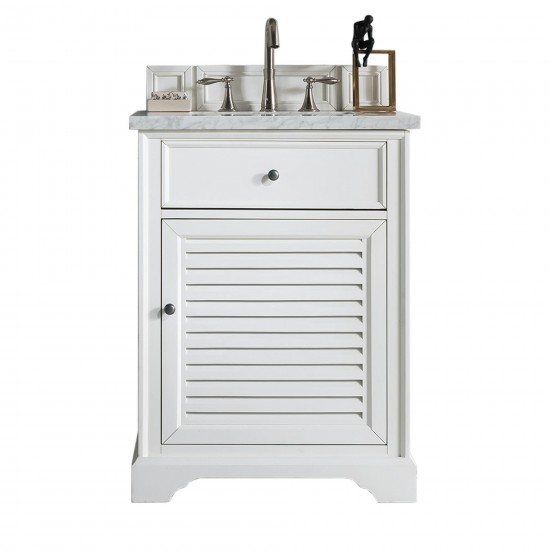 Savannah 26" Bright White Single Vanity w/ 3 CM Carrara Marble Top