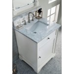 Savannah 26" Bright White Single Vanity w/ 3 CM Carrara Marble Top