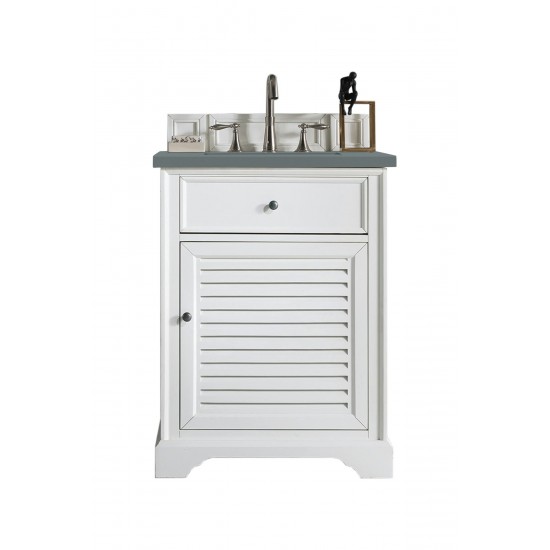 Savannah 26" Single Vanity Cabinet, Bright White, w/ 3 CM Cala Blue Quartz Top