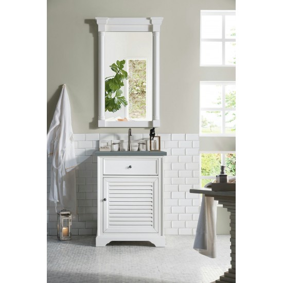 Savannah 26" Single Vanity Cabinet, Bright White, w/ 3 CM Cala Blue Quartz Top