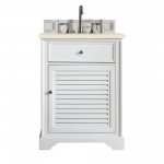 Savannah 26" Single Vanity, Bright White, w/ 3 CM Eternal Marfil Quartz Top