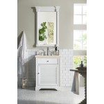 Savannah 26" Single Vanity, Bright White, w/ 3 CM Eternal Marfil Quartz Top