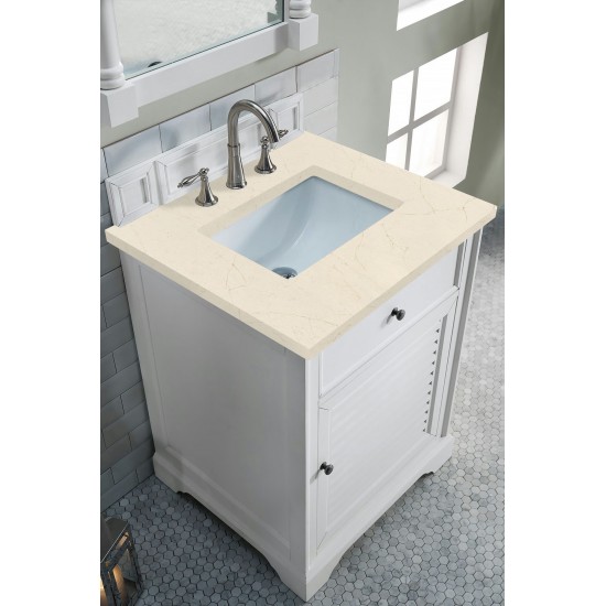 Savannah 26" Single Vanity, Bright White, w/ 3 CM Eternal Marfil Quartz Top