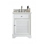 Savannah 26" Single Vanity, Bright White, w/ 3 CM Ethereal Noctis Quartz Top