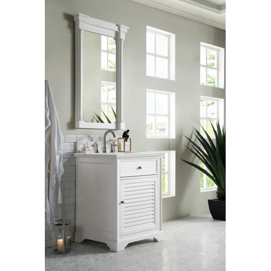 Savannah 26" Single Vanity, Bright White, w/ 3 CM Ethereal Noctis Quartz Top