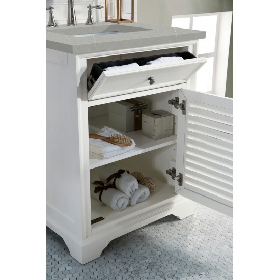 Savannah 26" Single Vanity, Bright White, w/ 3 CM Eternal Serena Quartz Top