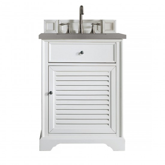 Savannah 26" Single Vanity Cabinet, Bright White, w/ 3 CM Grey Expo Quartz Top